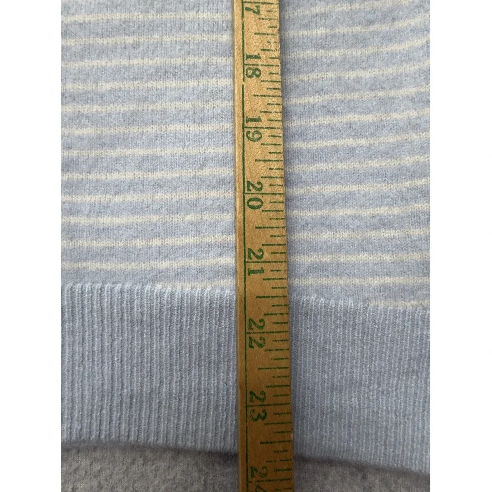 Banana Republic Sweater Womens XS Blue Cashmere V Neck Striped Knit Pullover